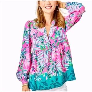 Lilly Pulitzer I’m Feline Fine Winona Stretch Tunic Top Size Medium